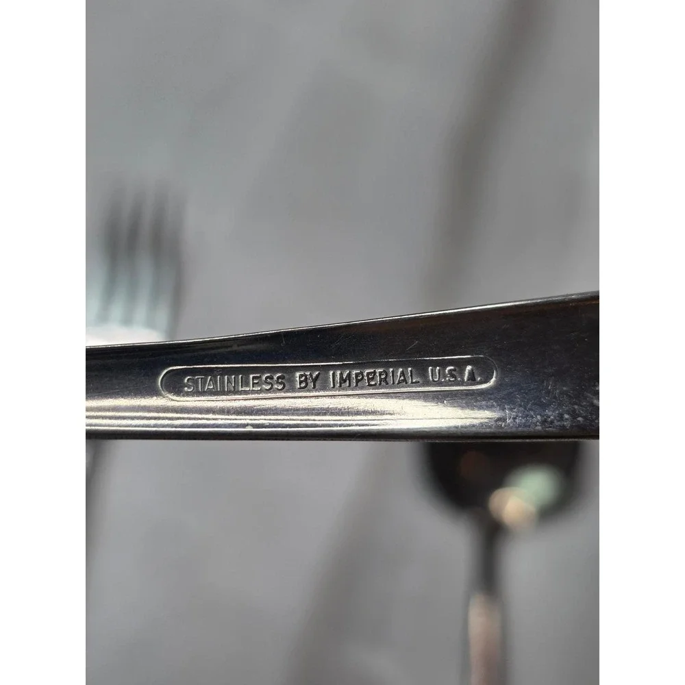Vintage Imperial USA Stainless Fork Superior Ladle Italy‎ Silver Plate Spoon A6